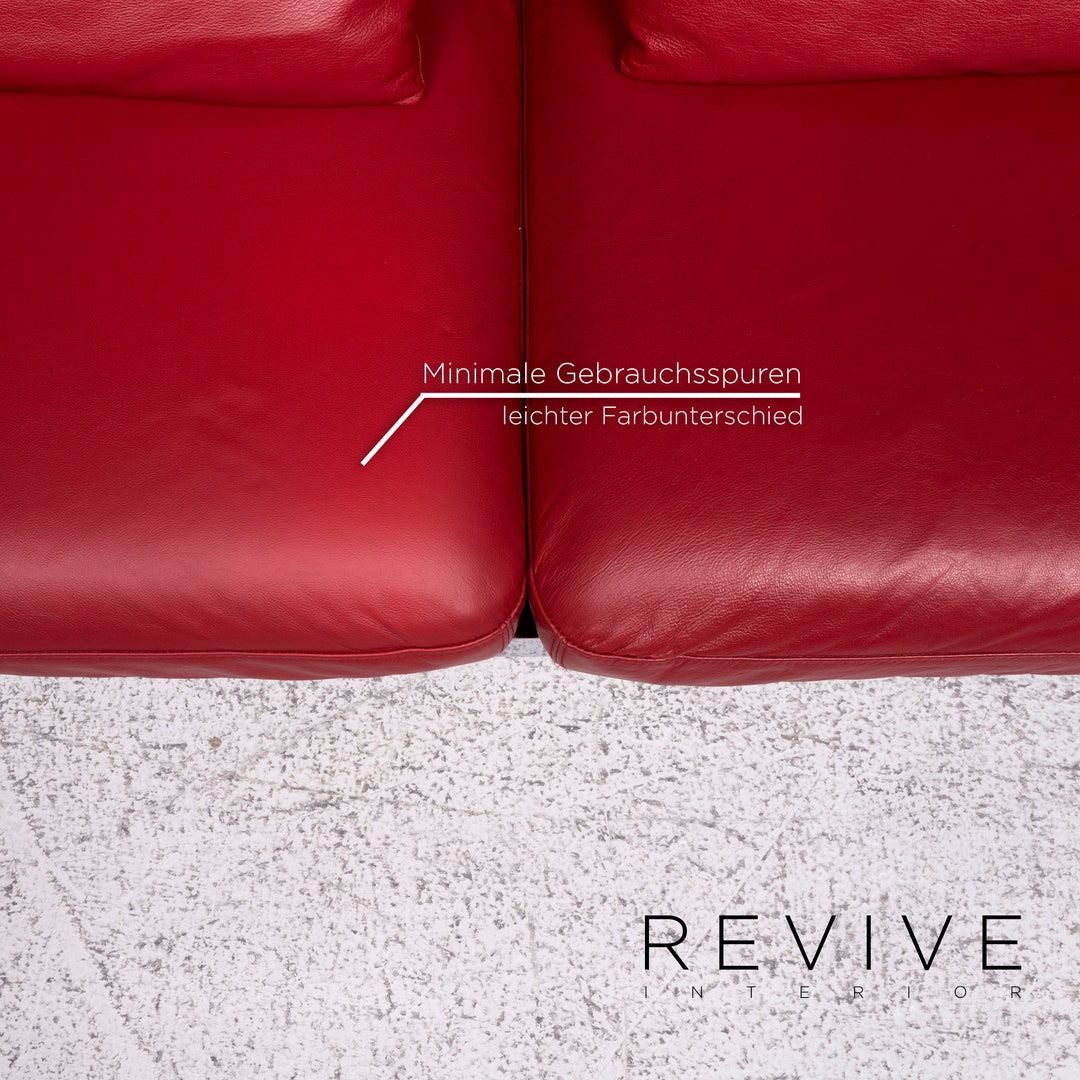 Brühl & Sippold Roro Leder Sofa Rot Zweisitzer Relax Funktion Couch #9669