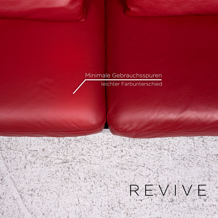 Brühl & Sippold Roro Leder Sofa Rot Zweisitzer Relax Funktion Couch #9669
