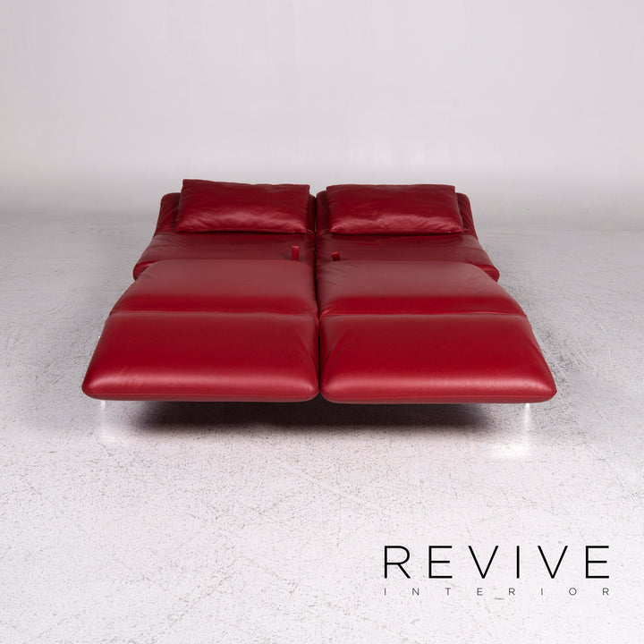 Brühl & Sippold Roro Leder Sofa Rot Zweisitzer Relax Funktion Couch #9669