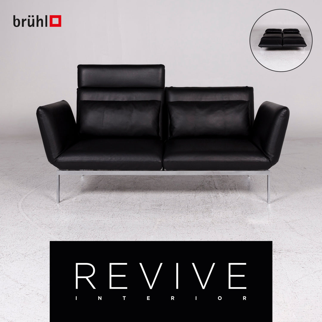 Brühl & Sippold Roro Leder Sofa Schwarz Zweisitzer Relaxfunktion Couch #8615