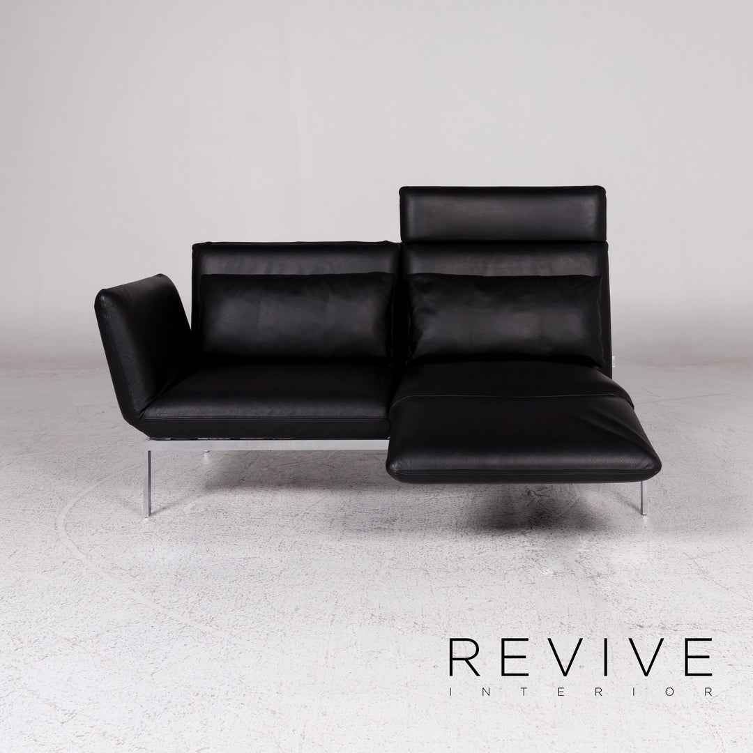 Brühl & Sippold Roro Leder Sofa Schwarz Zweisitzer Relaxfunktion Couch #8615