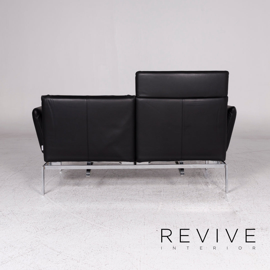 Brühl & Sippold Roro Leder Sofa Schwarz Zweisitzer Relaxfunktion Couch #8615