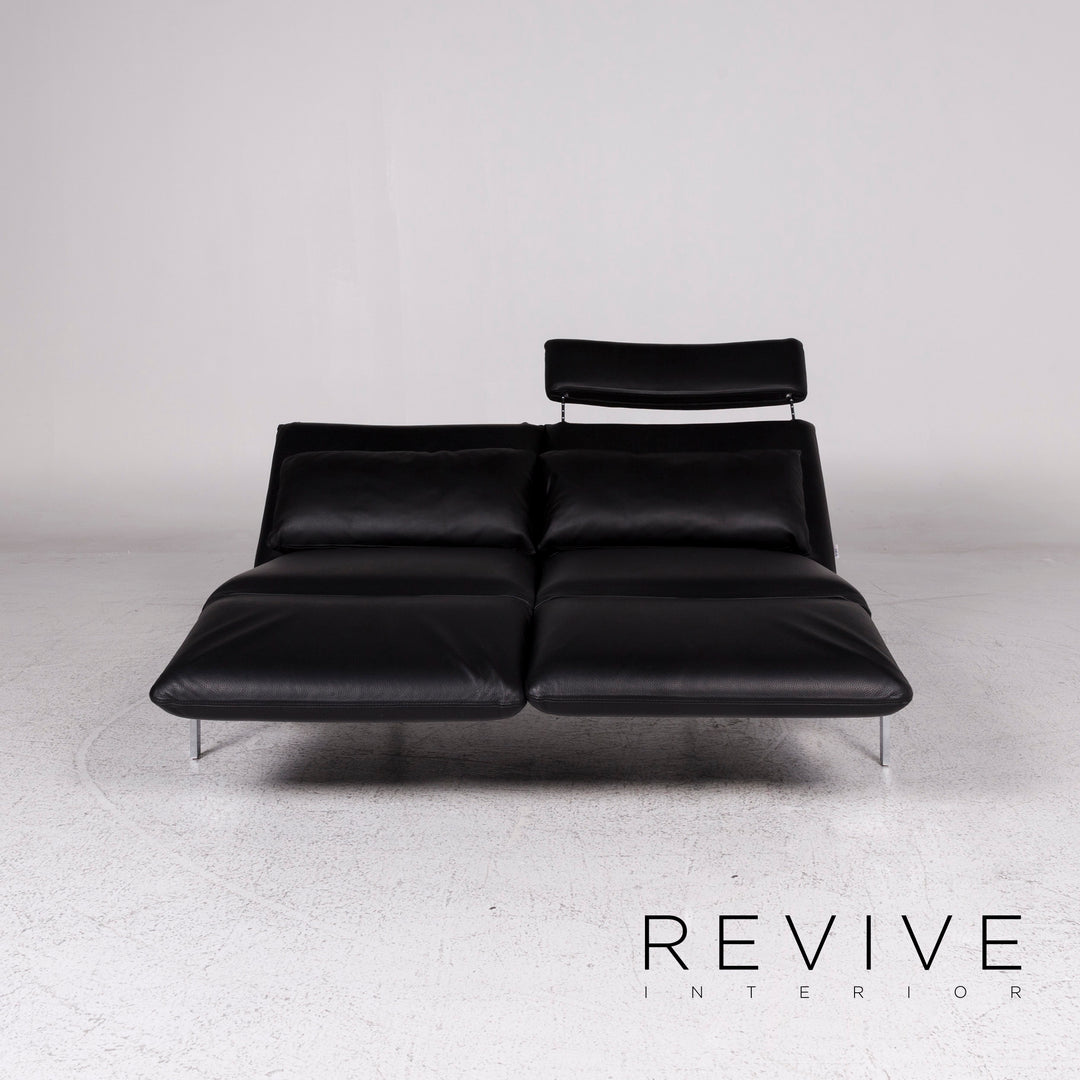 Brühl & Sippold Roro Leder Sofa Schwarz Zweisitzer Relaxfunktion Couch #8615