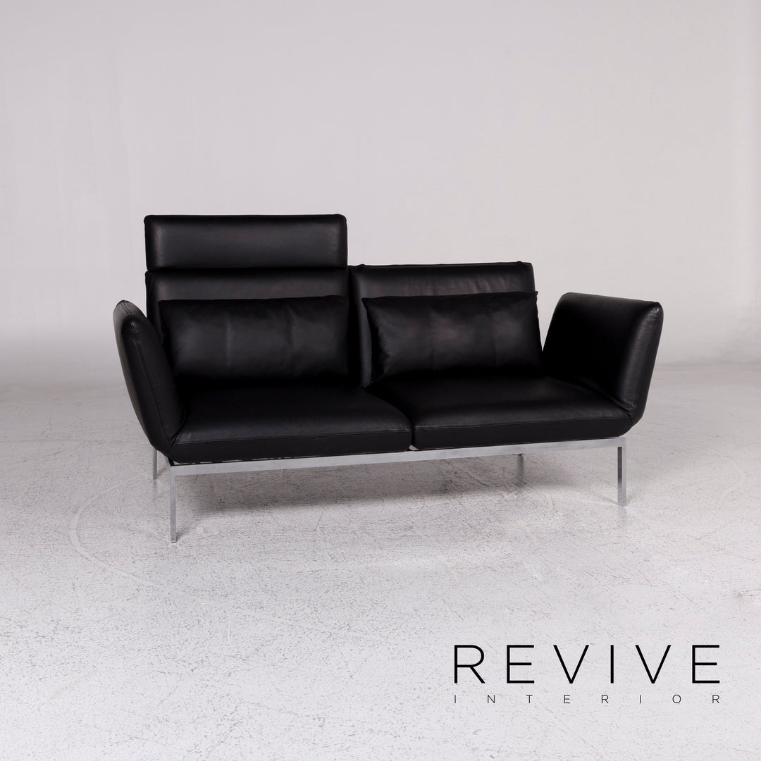 Brühl & Sippold Roro Leder Sofa Schwarz Zweisitzer Relaxfunktion Couch #8615