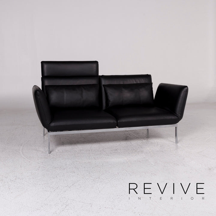 Brühl & Sippold Roro Leder Sofa Schwarz Zweisitzer Relaxfunktion Couch #8615