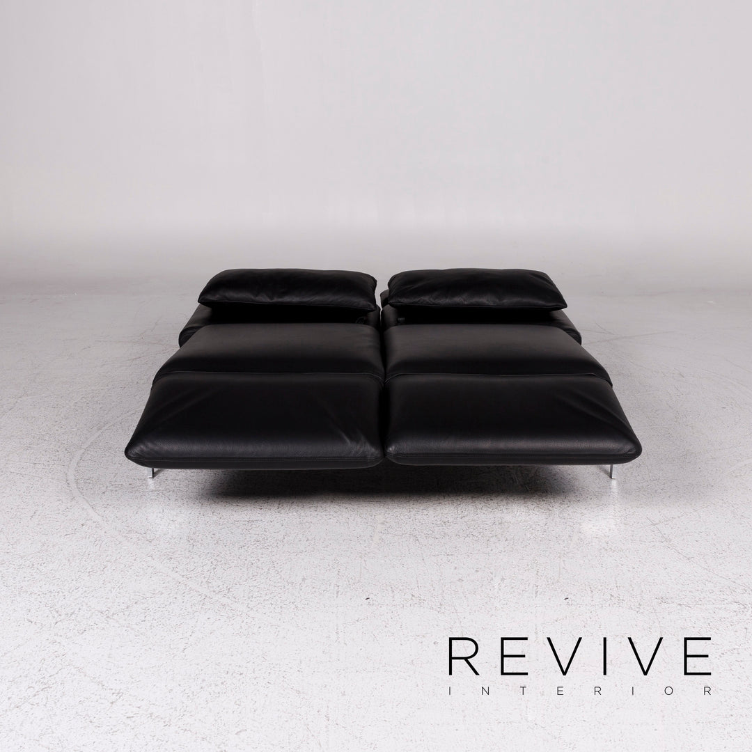 Brühl & Sippold Roro Leder Sofa Schwarz Zweisitzer Relaxfunktion Couch #8615