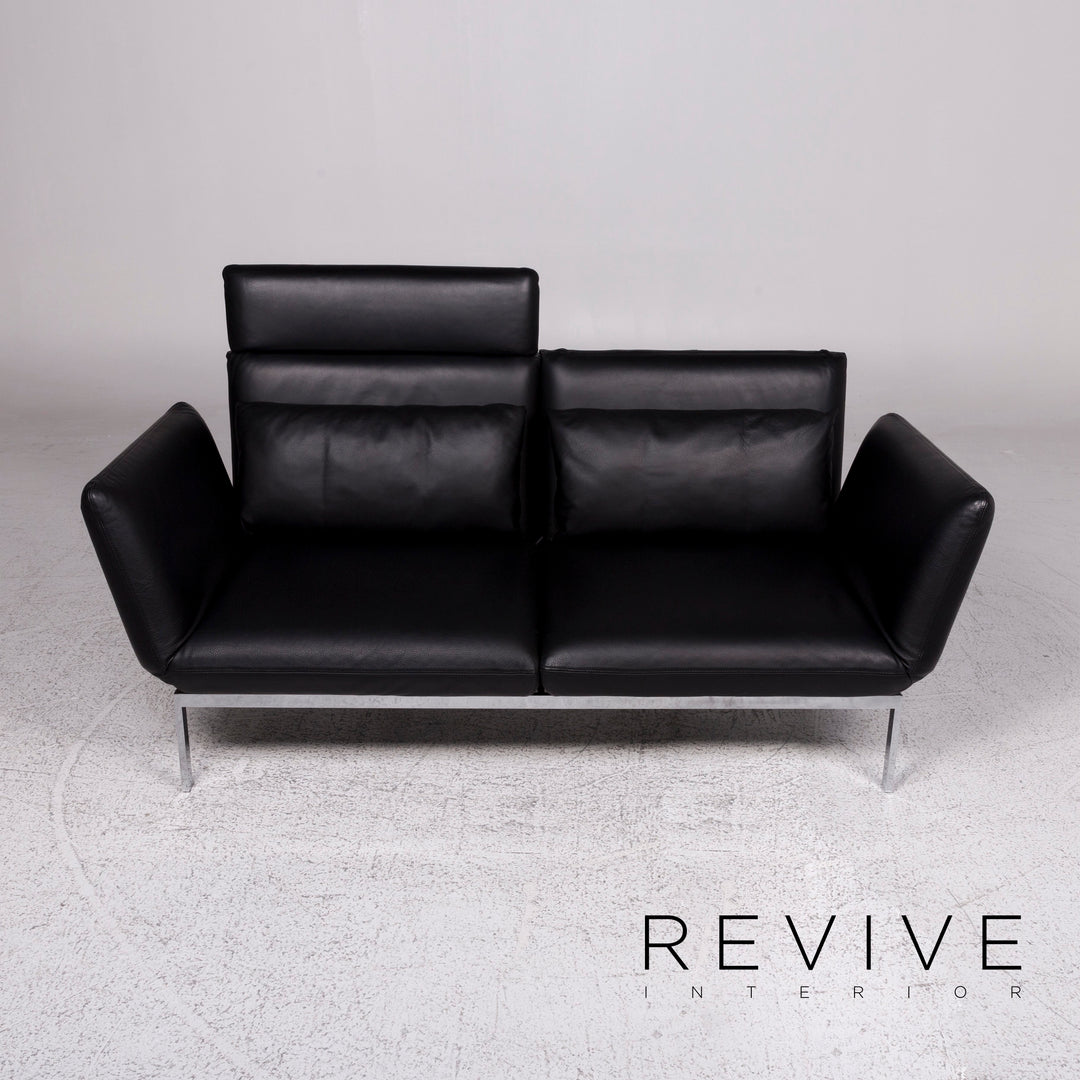 Brühl & Sippold Roro Leder Sofa Schwarz Zweisitzer Relaxfunktion Couch #8615