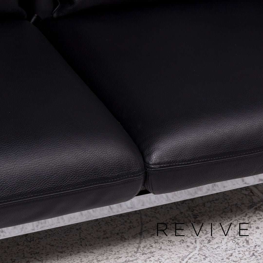 Brühl & Sippold Roro Leder Sofa Schwarz Zweisitzer Relaxfunktion Couch #8615