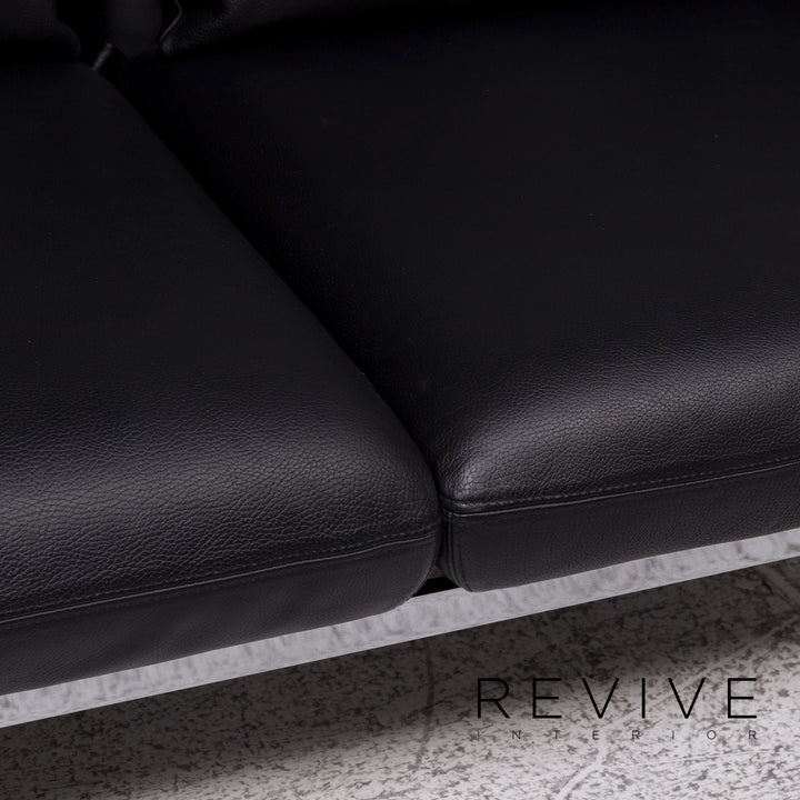 Brühl & Sippold Roro Leder Sofa Schwarz Zweisitzer Relaxfunktion Couch #8615