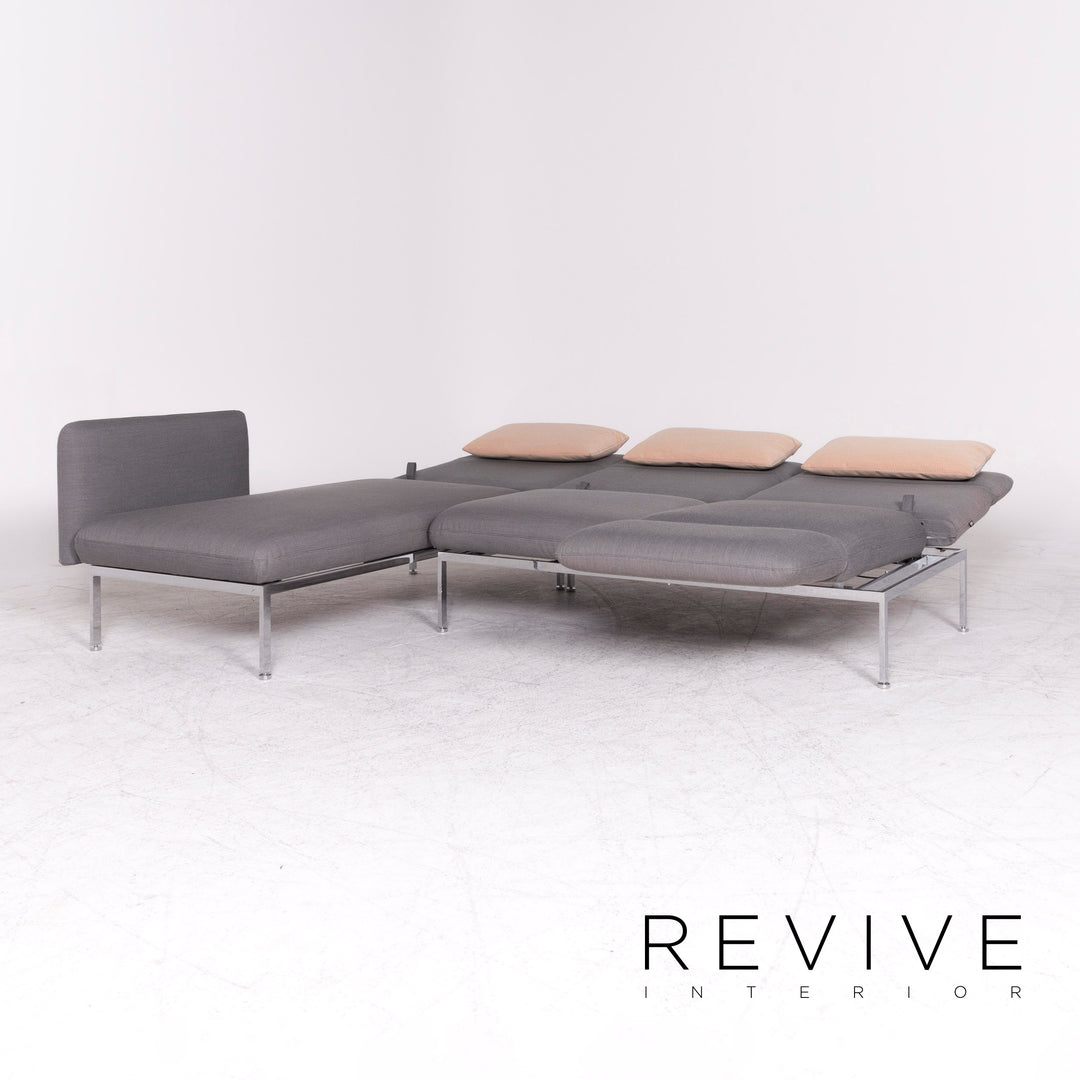 Brühl & Sippold Roro Designer Stoff Ecksofa Grau Sofa Couch Funktion Schlafcouch Schlafsofa #8666