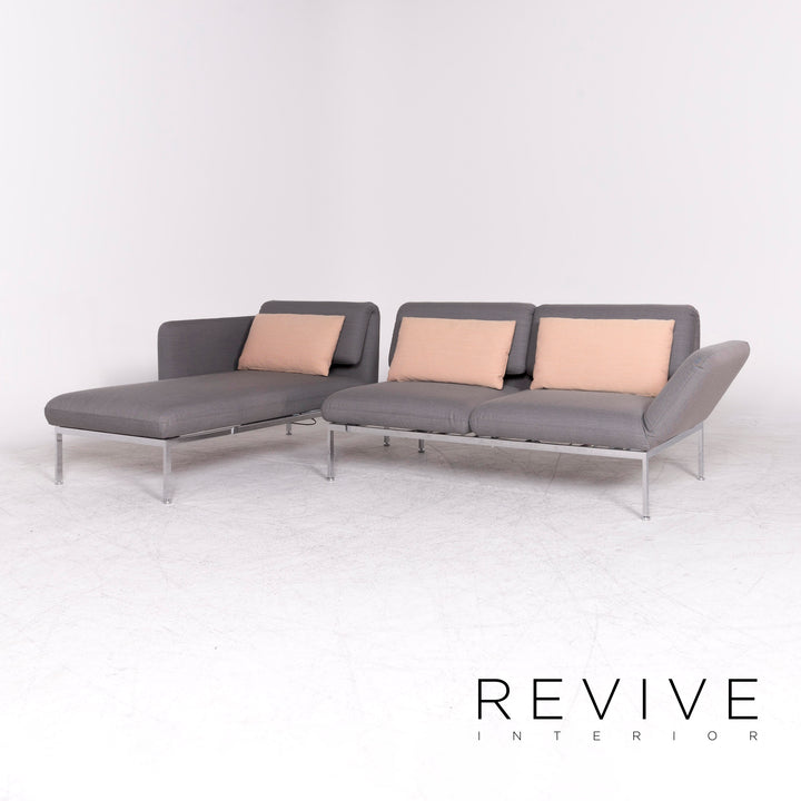 Brühl & Sippold Roro Designer Stoff Ecksofa Grau Sofa Couch Funktion Schlafcouch Schlafsofa #8666