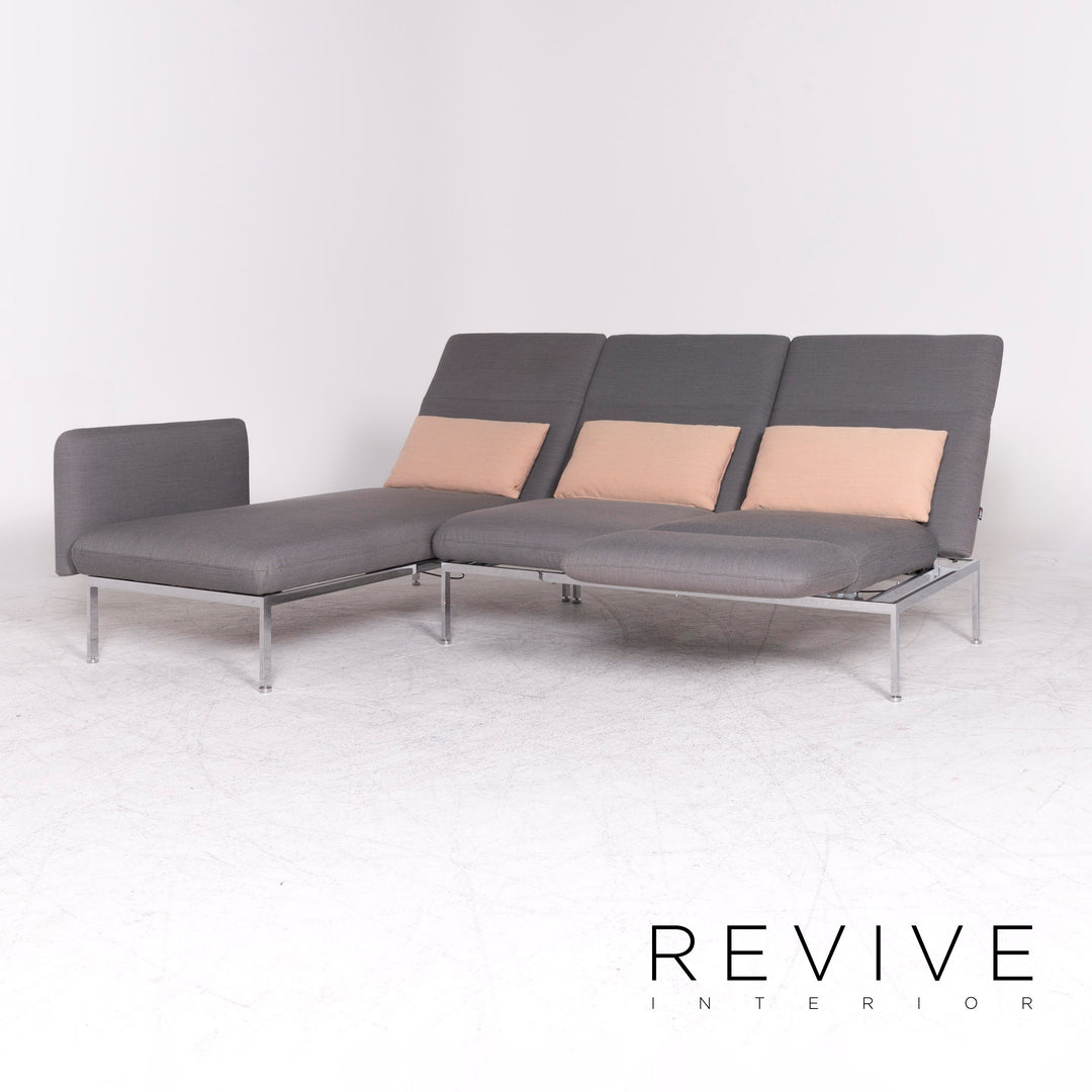 Brühl & Sippold Roro Designer Stoff Ecksofa Grau Sofa Couch Funktion Schlafcouch Schlafsofa #8666