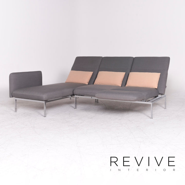 Brühl & Sippold Roro Designer Stoff Ecksofa Grau Sofa Couch Funktion Schlafcouch Schlafsofa #8666