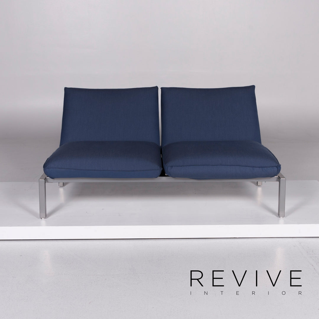 Brühl & Sippold Roro Designer Stoff Sofa Blau Zweisitzer inkl. Funktion #10066