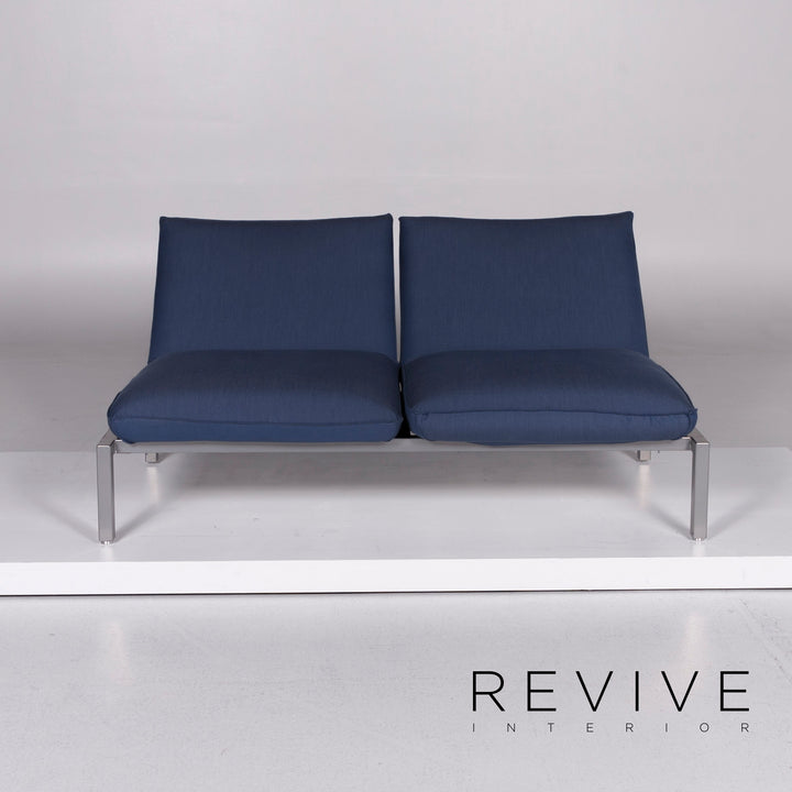 Brühl & Sippold Roro Designer Stoff Sofa Blau Zweisitzer inkl. Funktion #10066