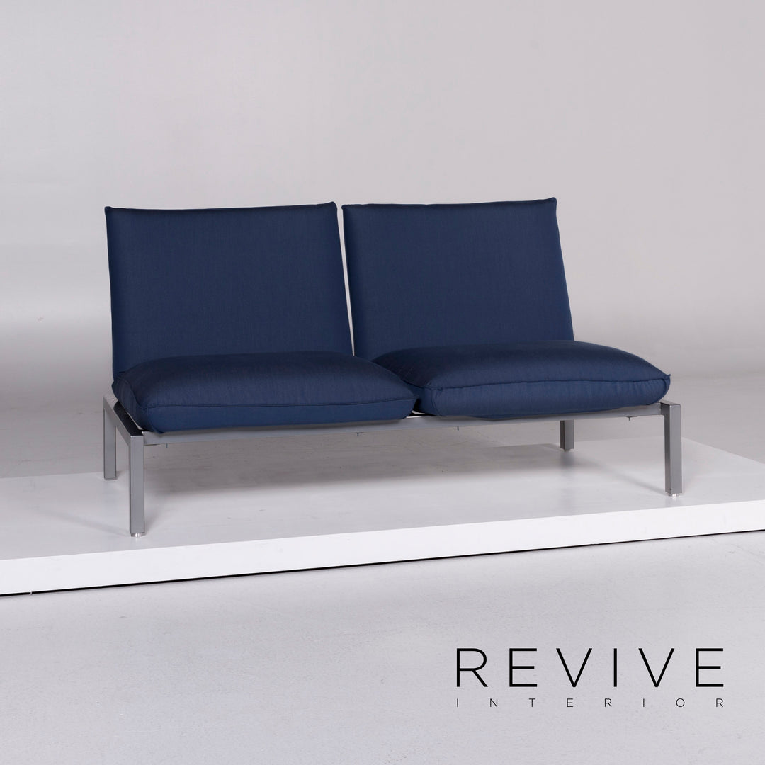 Brühl & Sippold Roro Designer Stoff Sofa Blau Zweisitzer inkl. Funktion #10066