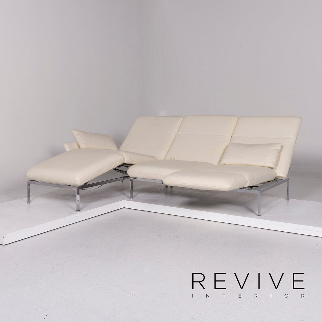 Brühl & Sippold Roro Leder Ecksofa Creme Sofa Funktion Relaxfunktion Schlaffunktion Couch #11186
