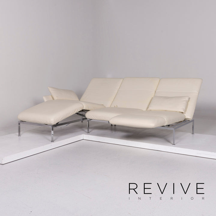 Brühl & Sippold Roro Leder Ecksofa Creme Sofa Funktion Relaxfunktion Schlaffunktion Couch #11186