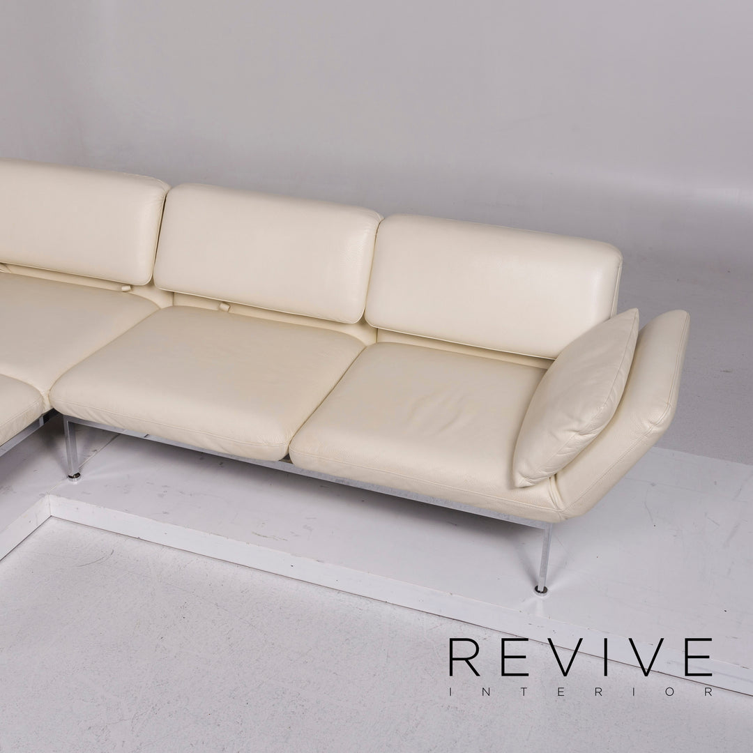 Brühl & Sippold Roro Leder Ecksofa Creme Sofa Funktion Relaxfunktion Schlaffunktion Couch #11186