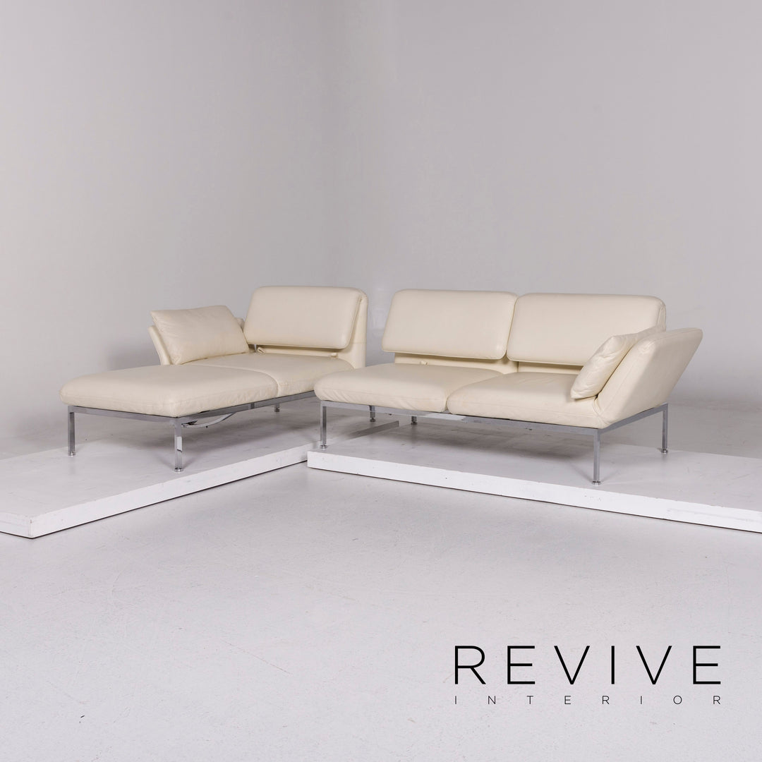 Brühl & Sippold Roro Leder Ecksofa Creme Sofa Funktion Relaxfunktion Schlaffunktion Couch #11186