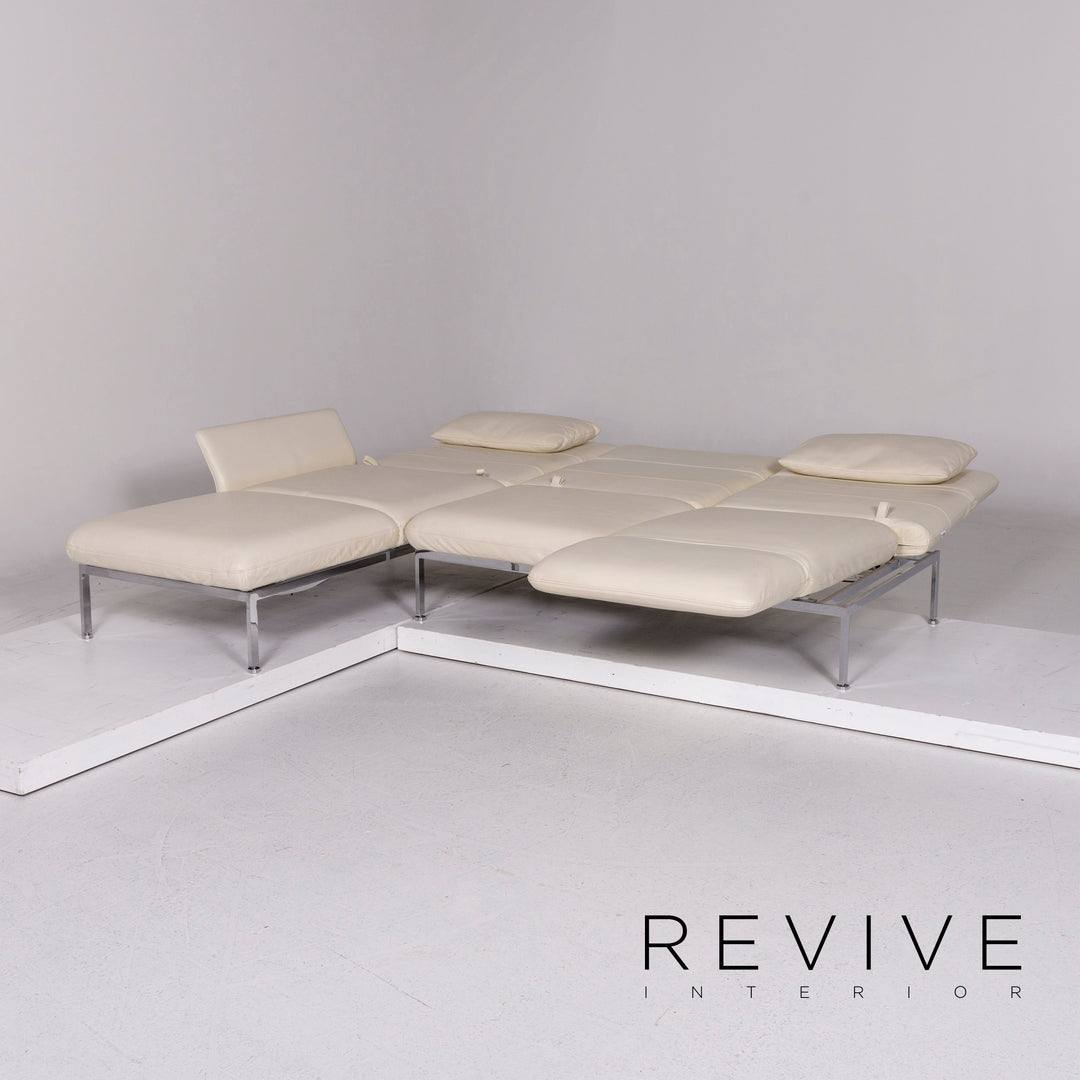 Brühl & Sippold Roro Leder Ecksofa Creme Sofa Funktion Relaxfunktion Schlaffunktion Couch #11186