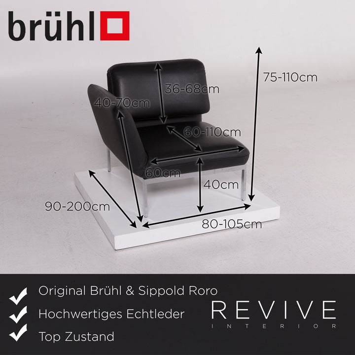 Brühl & Sippold Roro Leder Sessel Garnitur Schwarz Sofa inkl. Funktion #11786