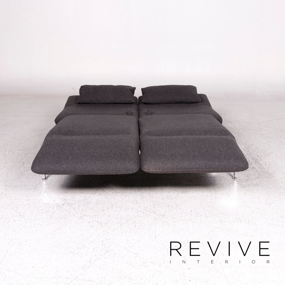 Brühl & Sippold Roro Stoff Sofa Filz Grau Zweisitzer Relaxfunktion Schlaffunktion Funktion Couch #10138