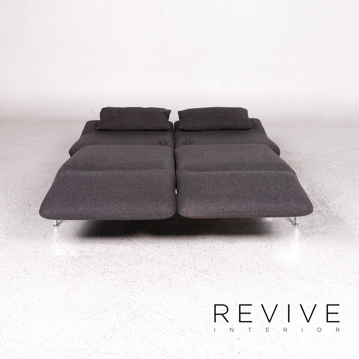Brühl & Sippold Roro Stoff Sofa Filz Grau Zweisitzer Relaxfunktion Schlaffunktion Funktion Couch #10138