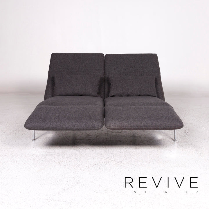 Brühl & Sippold Roro Stoff Sofa Filz Grau Zweisitzer Relaxfunktion Schlaffunktion Funktion Couch #10138