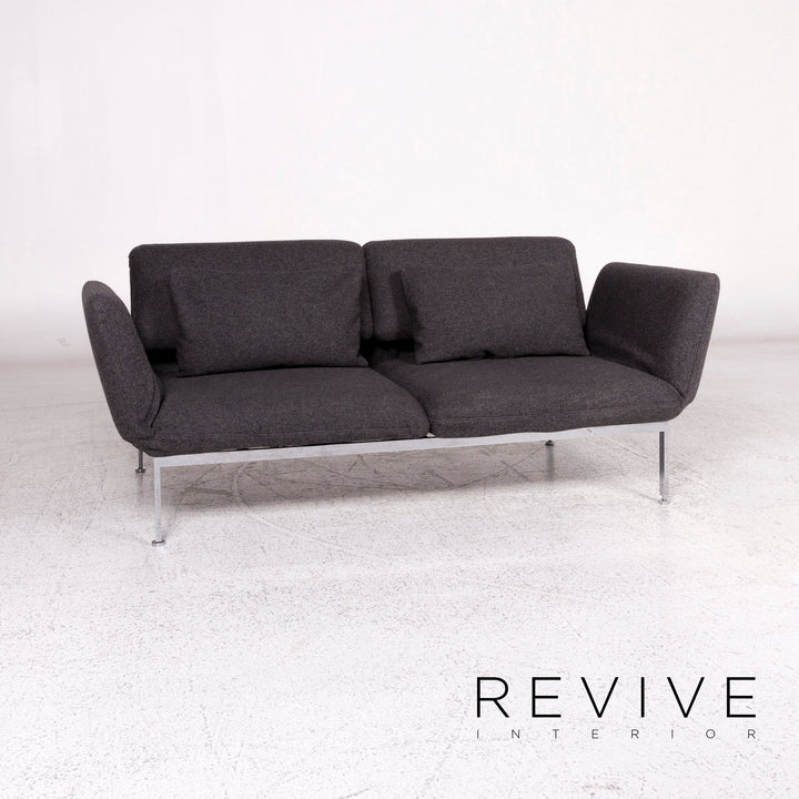 Brühl & Sippold Roro Stoff Sofa Filz Grau Zweisitzer Relaxfunktion Schlaffunktion Funktion Couch #10138