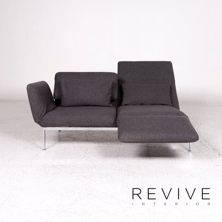 Brühl & Sippold Roro Stoff Sofa Filz Grau Zweisitzer Relaxfunktion Schlaffunktion Funktion Couch #10138