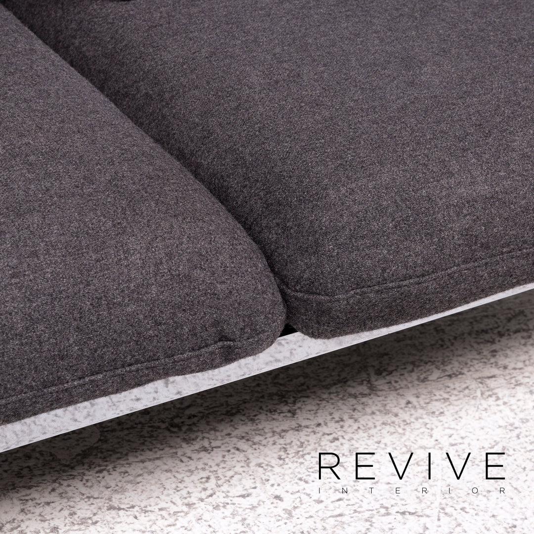 Brühl & Sippold Roro Stoff Sofa Filz Grau Zweisitzer Relaxfunktion Schlaffunktion Funktion Couch #10138