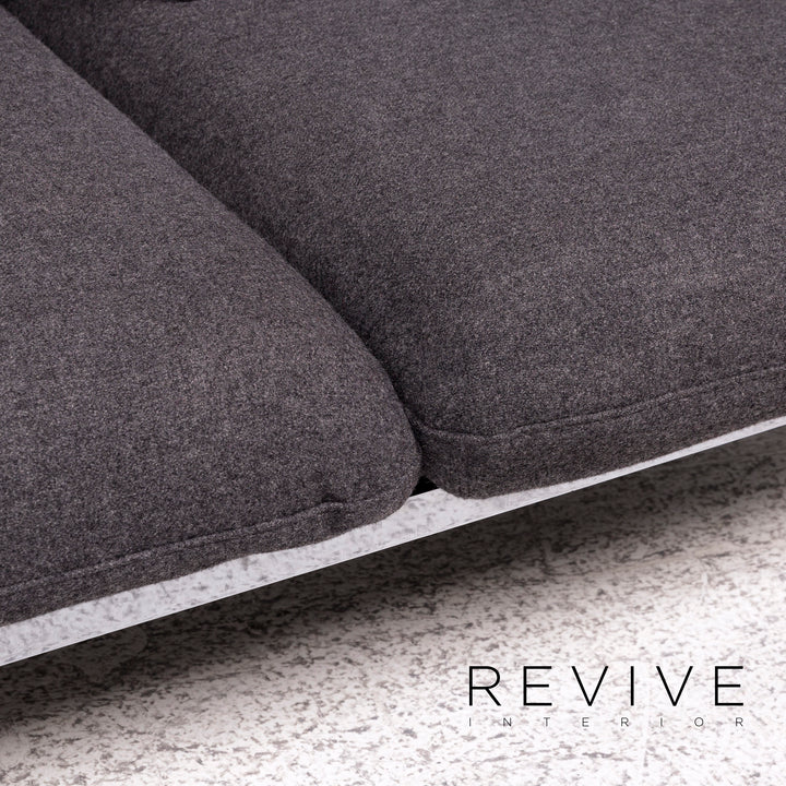 Brühl & Sippold Roro Stoff Sofa Filz Grau Zweisitzer Relaxfunktion Schlaffunktion Funktion Couch #10138