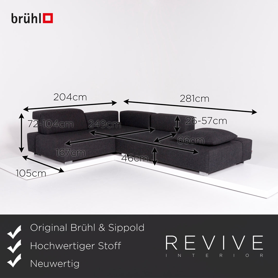 Brühl & Sippold Stoff Ecksofa Anthrazit Grau Sofa Couch #10388