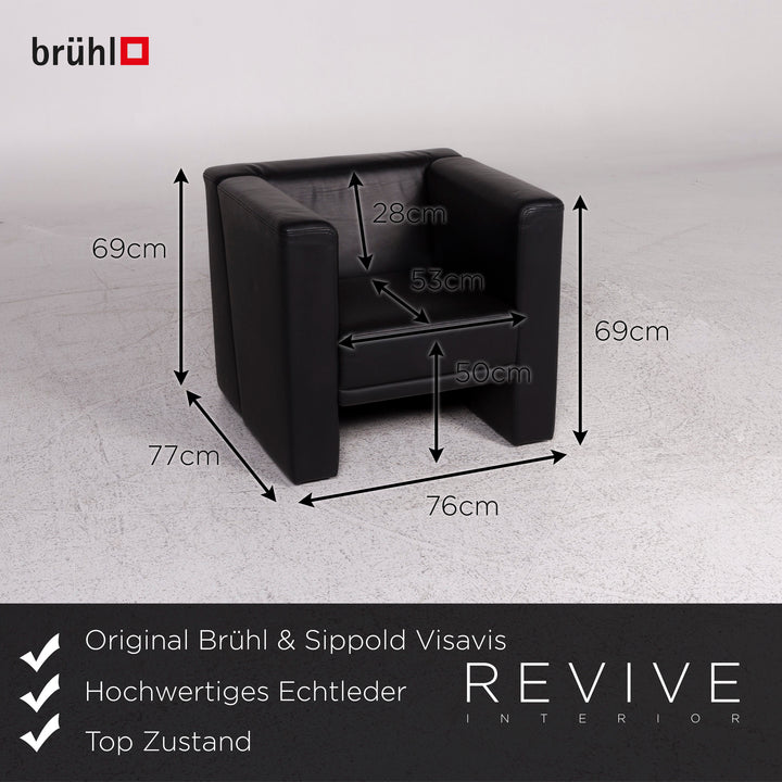 Brühl & Sippold Visavis Leder Sessel Schwarz #9954