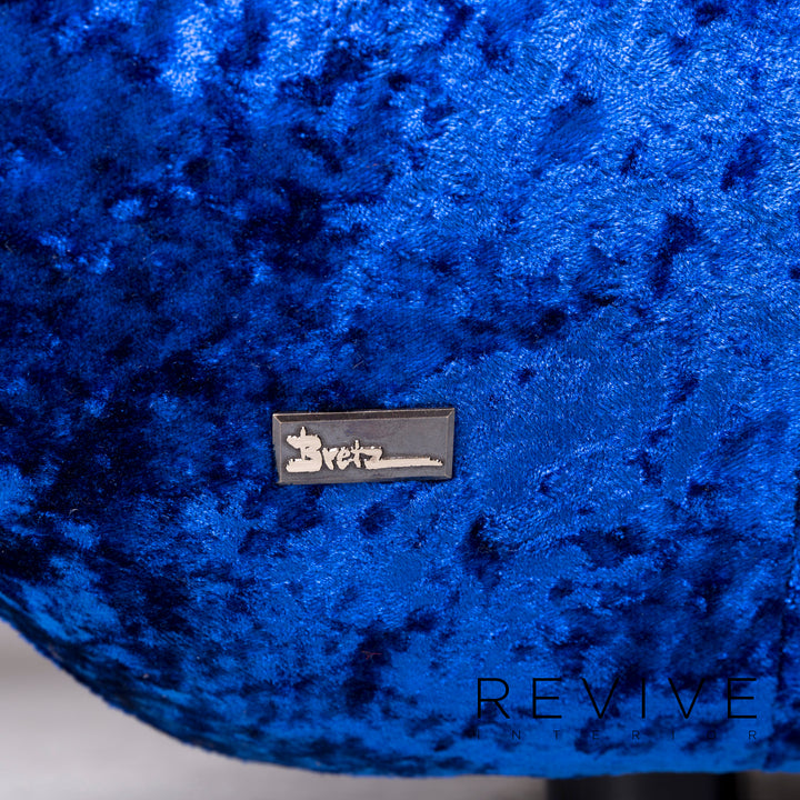 Bretz Cloud 7 Samt Stoff Sofa Blau Zweisitzer Couch #9811