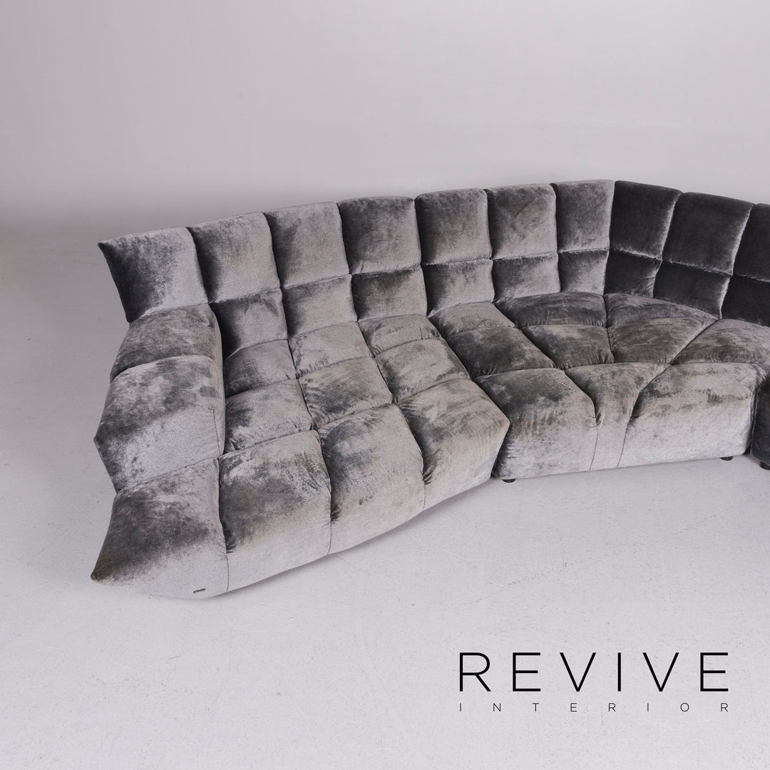 Bretz Cloud 7 Samt Stoff Velours Ecksofa Silber Sofa Couch Bretz Brothers #10822