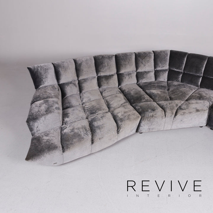 Bretz Cloud 7 Samt Stoff Velours Ecksofa Silber Sofa Couch Bretz Brothers #10822