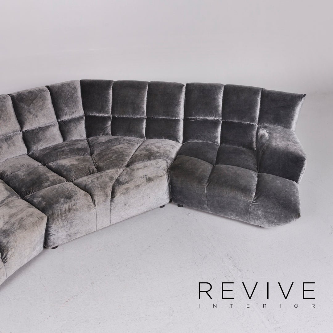 Bretz Cloud 7 Samt Stoff Velours Ecksofa Silber Sofa Couch Bretz Brothers #10822