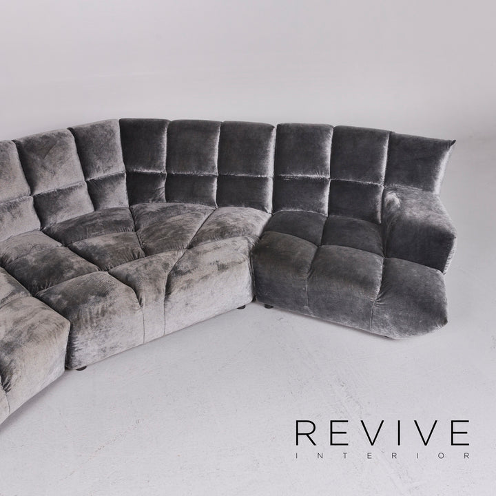 Bretz Cloud 7 Samt Stoff Velours Ecksofa Silber Sofa Couch Bretz Brothers #10822
