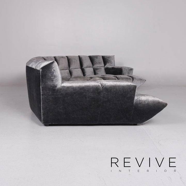 Bretz Cloud 7 Samt Stoff Velours Ecksofa Silber Sofa Couch Bretz Brothers #10822