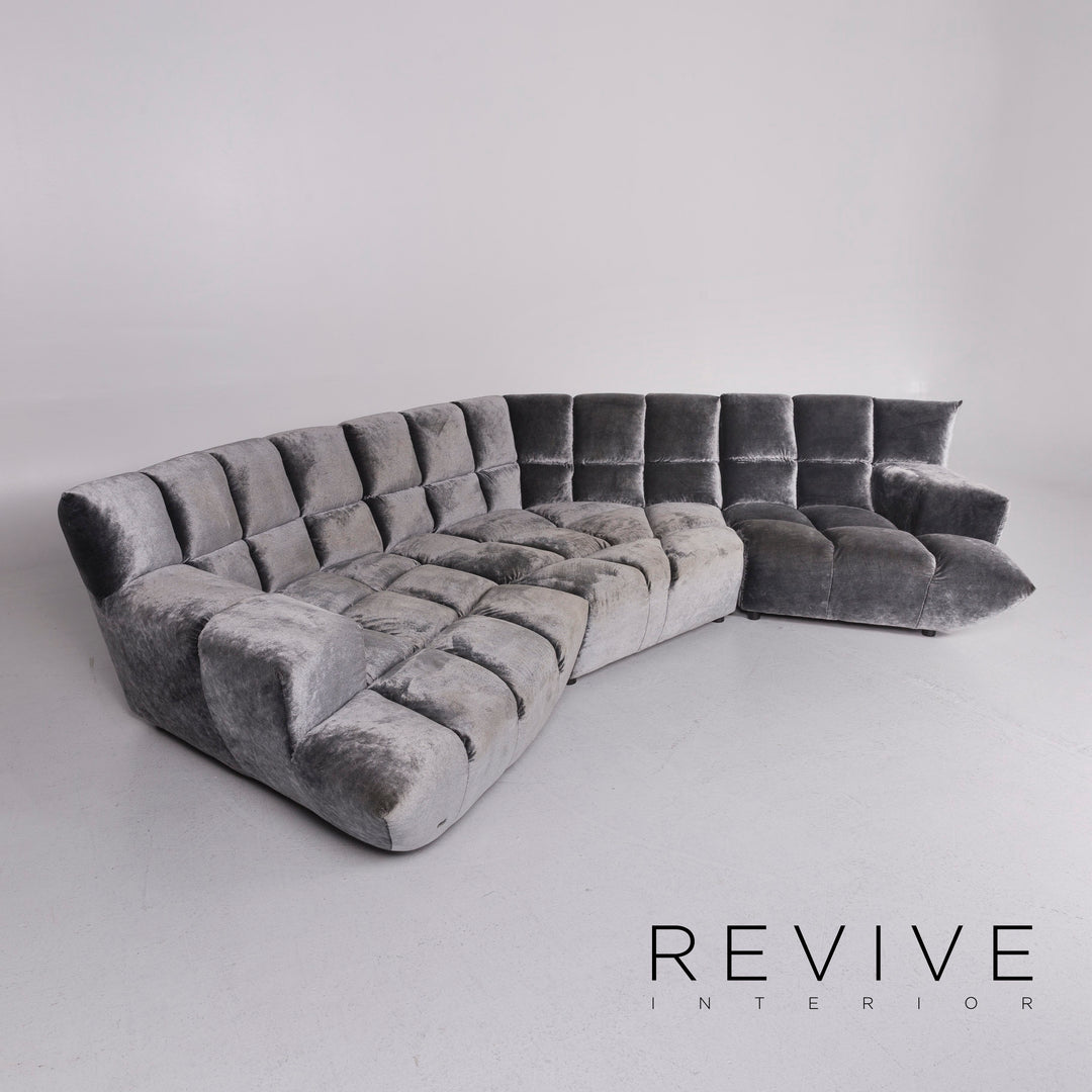Bretz Cloud 7 Samt Stoff Velours Ecksofa Silber Sofa Couch Bretz Brothers #10822