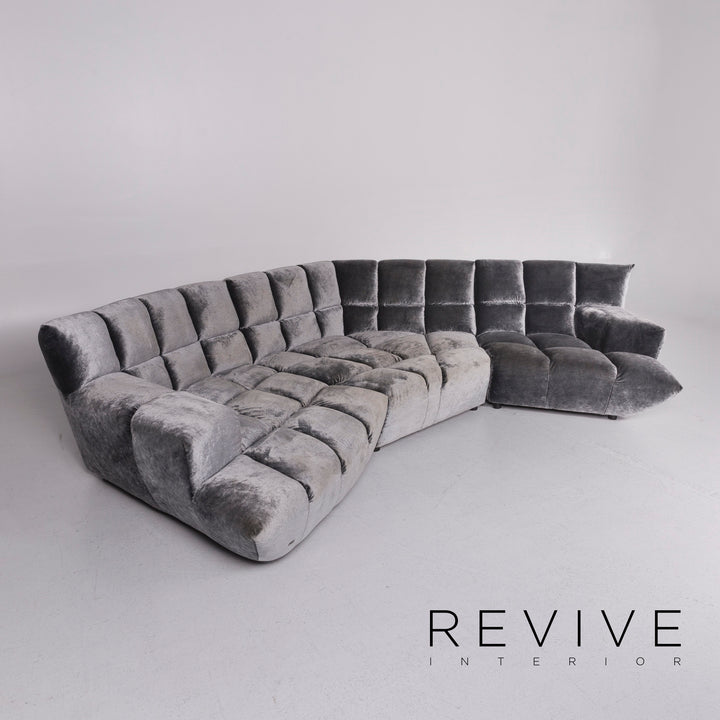 Bretz Cloud 7 Samt Stoff Velours Ecksofa Silber Sofa Couch Bretz Brothers #10822