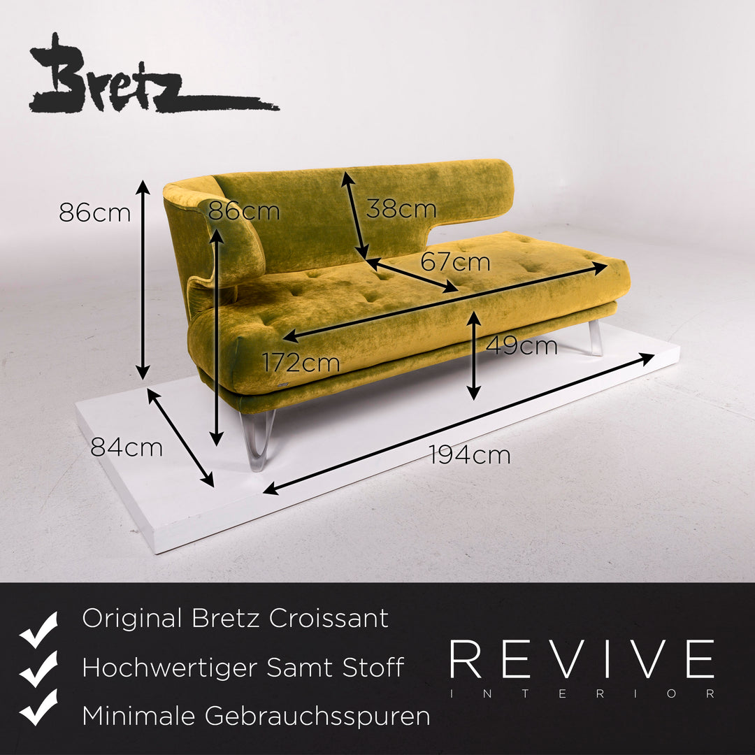 Bretz Croissant Samt Stoff Sofa Grün Zweisitzer Couch #12034