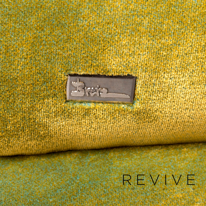 Bretz Croissant Samt Stoff Sofa Grün Zweisitzer Couch #12034