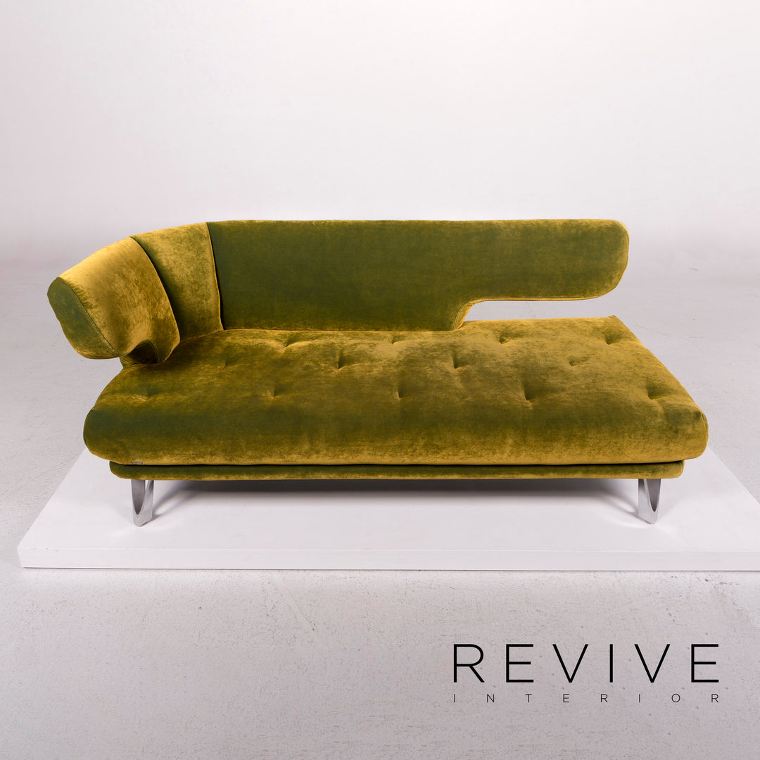 Bretz Croissant Samt Stoff Sofa Grün Zweisitzer Couch #12034