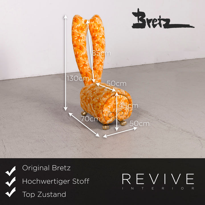 Bretz Designer Stoff Sessel Orange Gelb Stuhl #8098