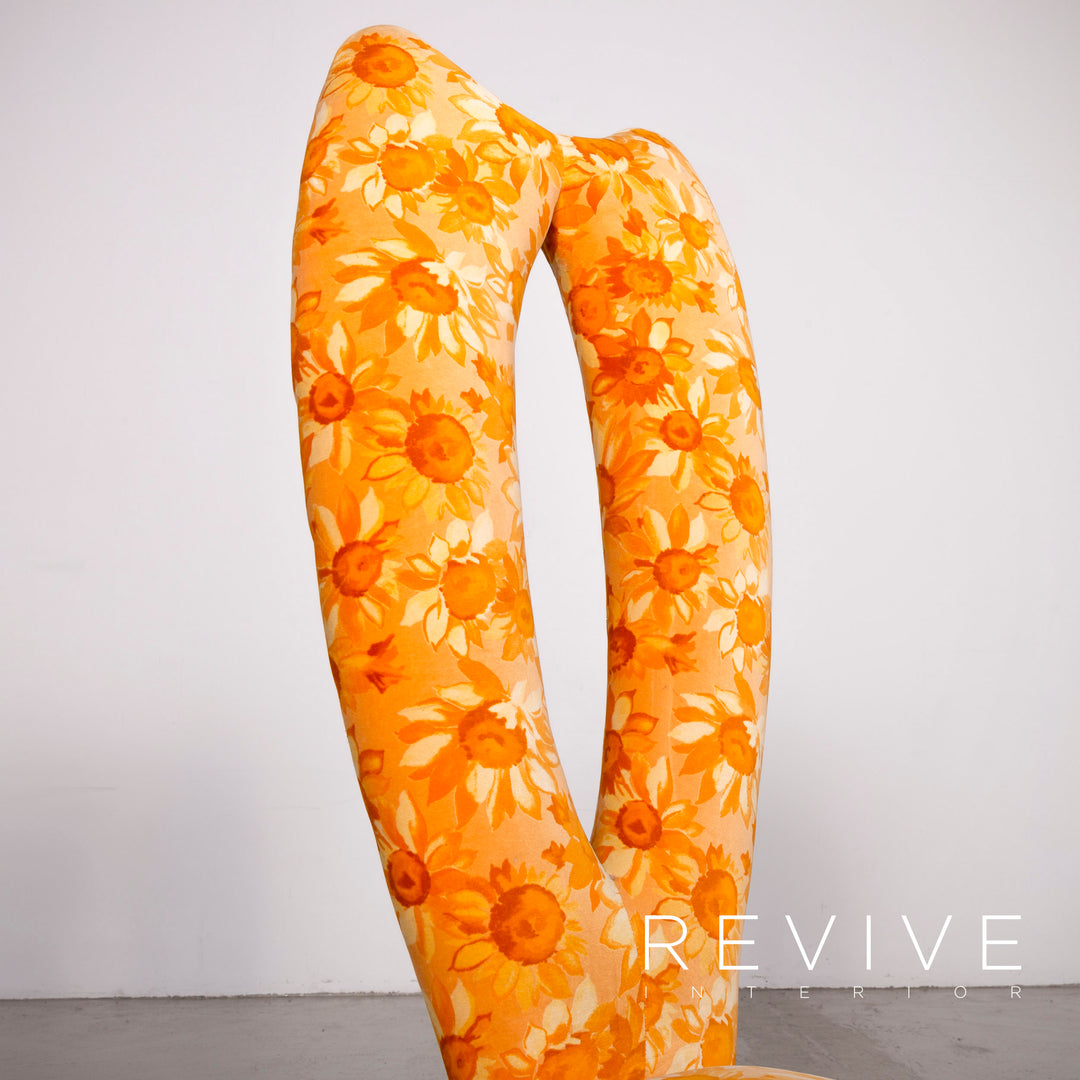 Bretz Designer Stoff Sessel Orange Gelb Stuhl #8098