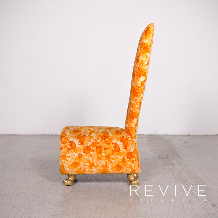 Bretz Designer Stoff Sessel Orange Gelb Stuhl #8098