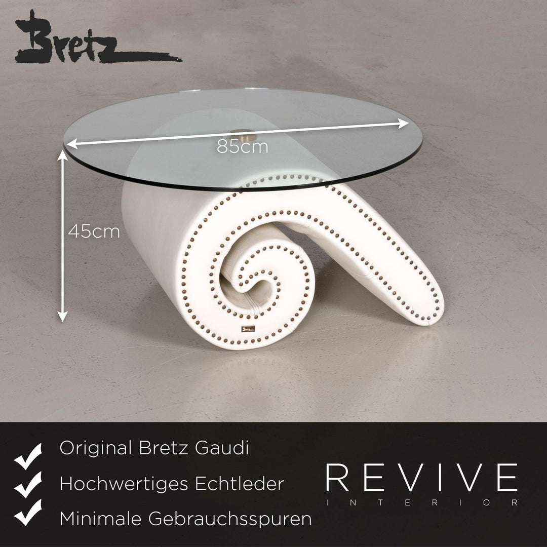 Bretz Gaudi Designer Leder Sofa Sessel Couchtisch Garnitur Weiß Perlmutt Couch #7368
